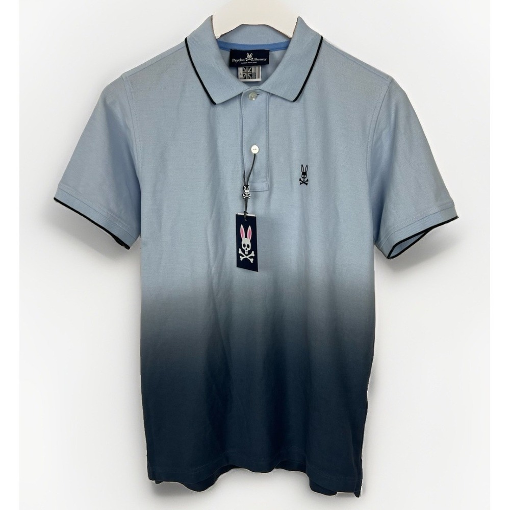 NWT Psycho Bunny Ghent Polo Boy's L (14-16) Mountain Sky Ombré Pima Piqué Knit